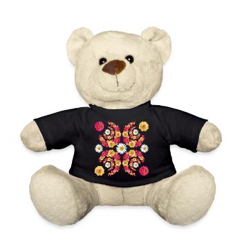 Zinnia daisy floral pattern floral zinnias blossom - Teddy Bear - black - Front