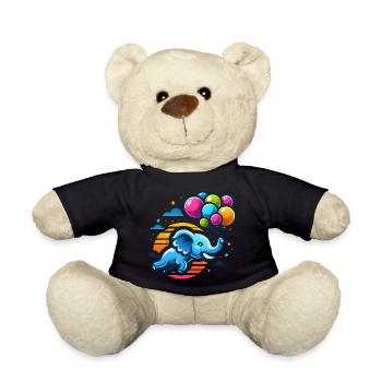 Éléphant volant avec des ballons colorés - Nounours - noir - Devant