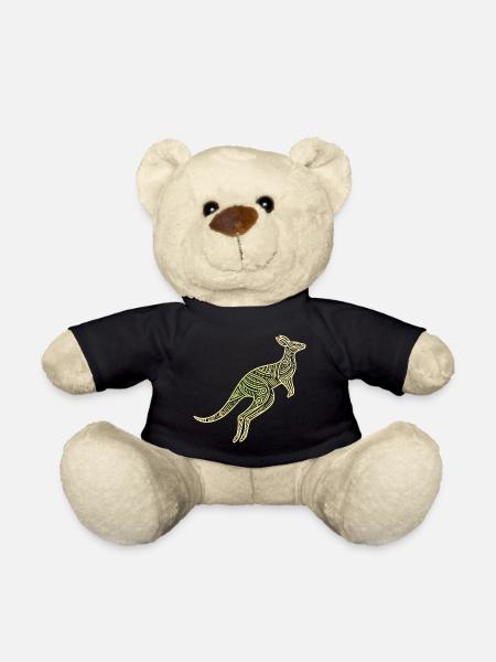 kangaroo aboriginal motifs, tribal - Teddy Bear - black