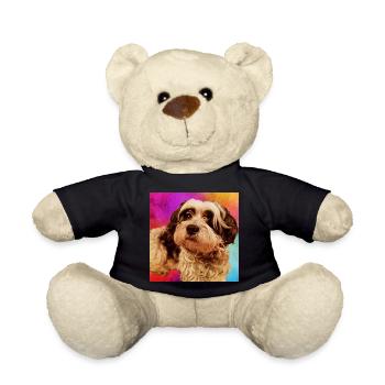Hundeporträt mit buntem Hintergrund - Teddy - Schwarz - Vorne
