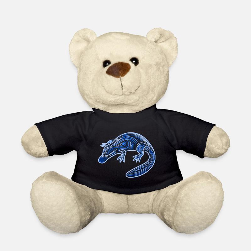 Schnabeltier, Aborigine-Motive, Stammesblau, - Teddy - Schwarz
