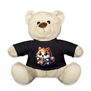 Cat Ramen Kawaii Anime - Teddy Bear - black - Front