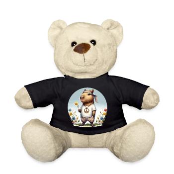 Capybara Hippie Peace - Teddy Bear - black - Front
