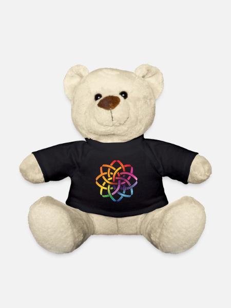 Keltische Regenbogen Blume Keltischer Knoten Bunt - Teddy - Schwarz