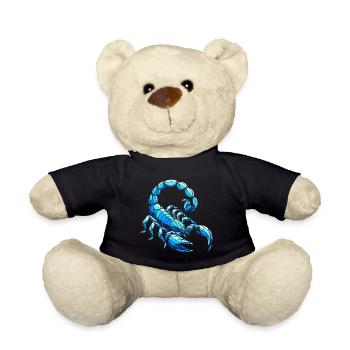 Blauer Skorpion Polygonale Geometrische Kunst - Teddy - Schwarz - Vorne