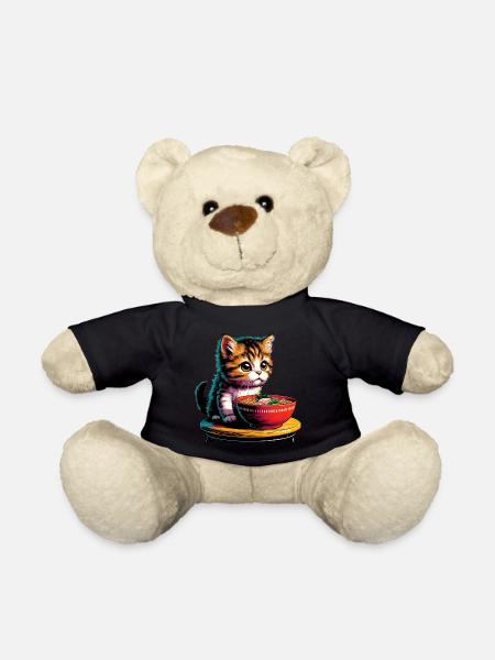 Cat Ramen Kawaii Anime - Teddy Bear - black