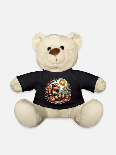 Capybara Hippie Peace - Teddy - Schwarz