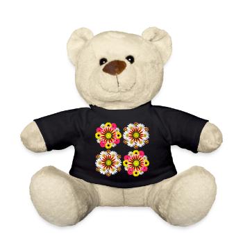 Gazania Daisies Sunflowers Blossom Floral Design - Teddy Bear - black - Front