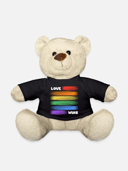 L’amour gagne les rayures arc-en-ciel - Nounours - noir