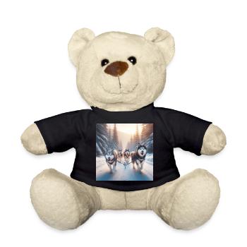 Huskys auf einem Schlitten - Teddy - Schwarz - Vorne