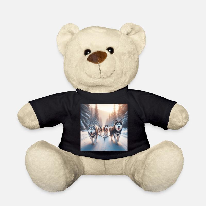 Huskys auf einem Schlitten - Teddy - Schwarz