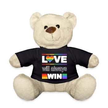Love Wins Pride Heart - Teddy Bear - black - Front