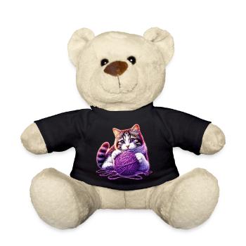 Le chat joue avec une pelote de laine - Nounours - noir - Devant