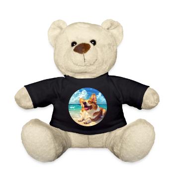 Corgi Strandseite Freude Illustration - Teddy - Schwarz - Vorne