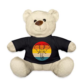 Vintage Sunset Elephant Retro - Nounours - noir - Devant
