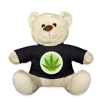 Kreisförmiges grafisches Cannabisblatt - Teddy - Schwarz - Vorne