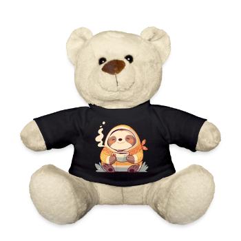 Sloth Illustration With His Cup Of Coffee - Teddy Bear - black - Front