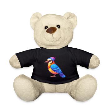 Blue Jay Colorful Kawaii Cartoon Character Clipart - Teddy Bear - black - Front