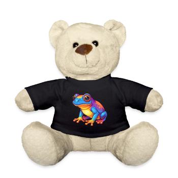 Frog Colorful Kawaii Cartoon Character Clipart - Teddy Bear - black - Front