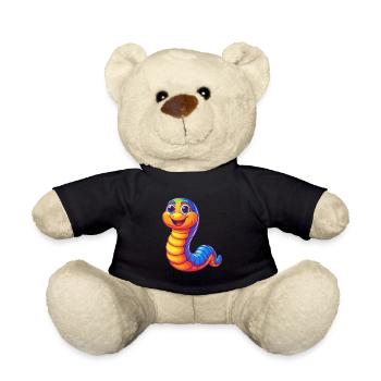 Ver de terre coloré Kawaii dessin animé Personnage Animal - Nounours - noir - Devant