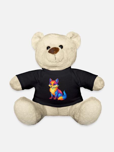 Polarfuchs Bunte Kawaii Zeichentrickfigur - Teddy - Schwarz