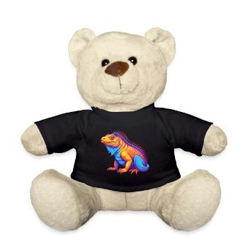 Iguana Colorful Kawaii Cartoon Character Clipart - Teddy Bear - black - Front