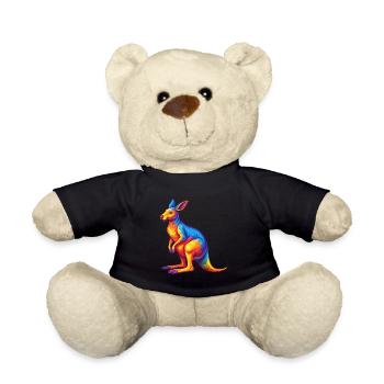 Kangaroo Colorful Kawaii Cartoon Character Clipart - Teddy Bear - black - Front