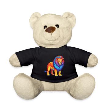 Lion Colorful Kawaii Cartoon Character Clipart - Teddy Bear - black - Front