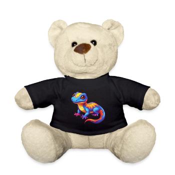 Salamander Colorful Kawaii Cartoon Character - Teddy Bear - black - Front