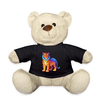 Tiger Colorful Kawaii Cartoon Character Clipart - Teddy Bear - black - Front