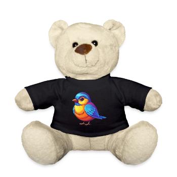 Chickadee Colorful Kawaii Cartoon Character Bird - Teddy Bear - black - Front