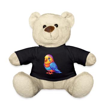 Wellensittich Bunte Kawaii Cartoon Figur Vogel - Teddy - Schwarz - Vorne