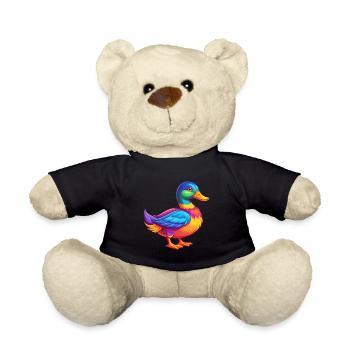 Mallard Colorful Kawaii Cartoon Character Bird - Teddy Bear - black - Front