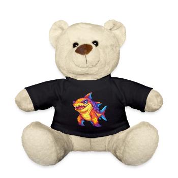 Wobbegong Hai Buntes Kawaii Cartoon Meerestier - Teddy - Schwarz - Vorne