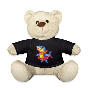 Frilled Shark Colorful Kawaii Cartoon Sea Animal - Teddy Bear - black - Front