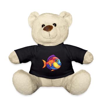 Surgeonfish Colorful Kawaii Cartoon Sea Animal - Teddy Bear - black - Front