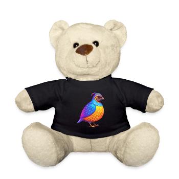 Quail Colorful Kawaii Cartoon Character Bird - Teddy Bear - black - Front