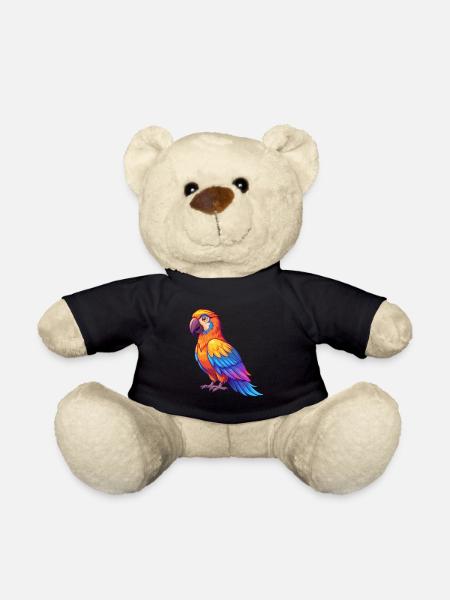 Parrot Colorful Kawaii Cartoon Character Bird - Teddy Bear - black