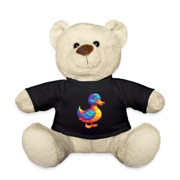 Duck Colorful Kawaii Cartoon Character Bird - Teddy Bear - black - Front