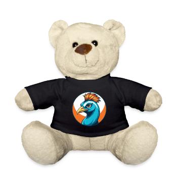 Peacock Cute Funny Kawaii Cartoon Animal Pet Logo - Teddy Bear - black - Front