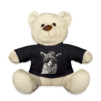 Lama mit Sonnenbrille und Wollmütze - Teddy - Schwarz - Vorne