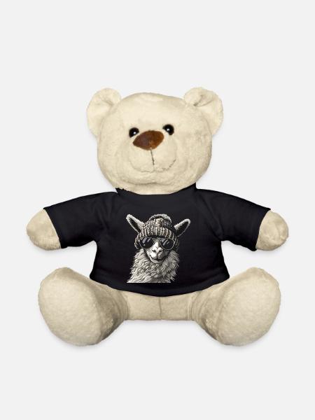 Lama mit Sonnenbrille und Wollmütze - Teddy - Schwarz