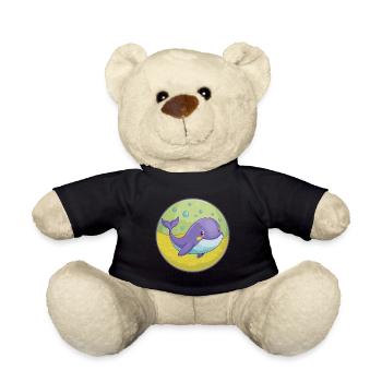 Blue whale Cute Kawaii Cartoon Clipart Animal Pet - Teddy Bear - black - Front