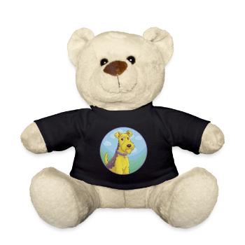 Airedale Terrier Chien Mignon Kawaii Dessin Animé Animal - Nounours - noir - Devant