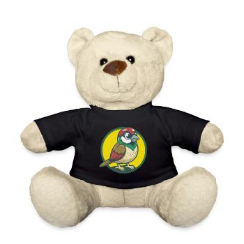 Sparrow Cute Kawaii Cartoon Clipart Pet Animal - Teddy Bear - black - Front