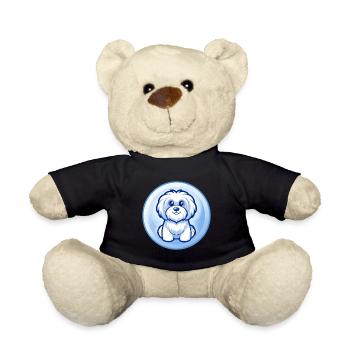 Havaneser Hund Blau Kawaii Cartoon Figur Clipart - Teddy - Schwarz - Vorne