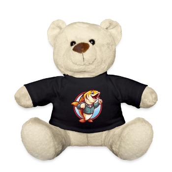 Lachs Lustig Kawaii Cartoon Clipart Tier Haustier - Teddy - Schwarz - Vorne