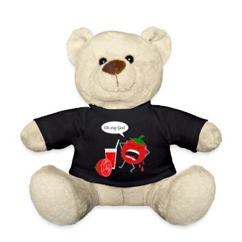 Humorvoller Tomaten Charakter mit Drink - Teddy - Schwarz - Vorne