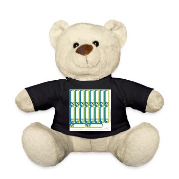 DIY Schulaufkleber Set - Fußball blau grün - 18 - Teddy - Schwarz - Vorne