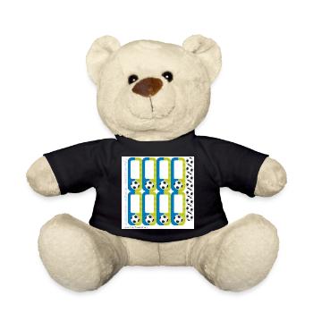 DIY School Sticker Set - Soccer Blue Green -16 - Teddy Bear - black - Front